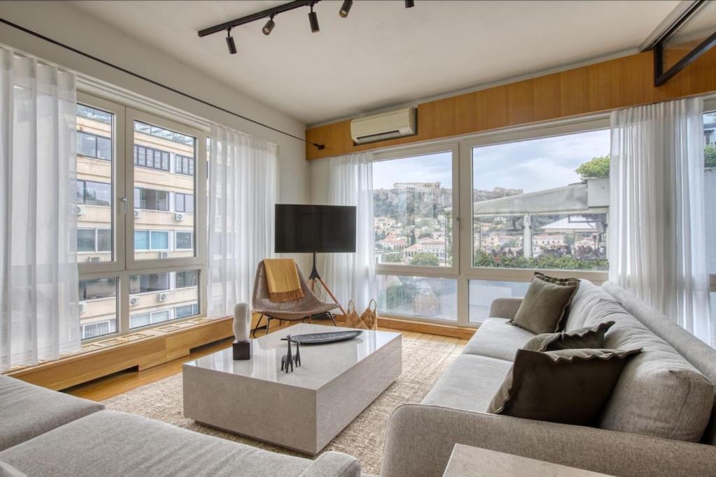 Sunny Luxury Loft,Stunning Acropolis View, Jacuzzi Lägenhet Aten Exteriör bild